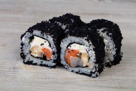 Japanese traditional roll with salmonの写真素材