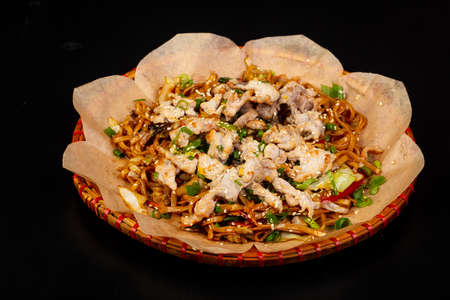 Asian cuisine - Fried noodle with meatの写真素材