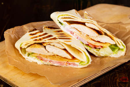 Tasty buritto with meat and vegetablesの写真素材