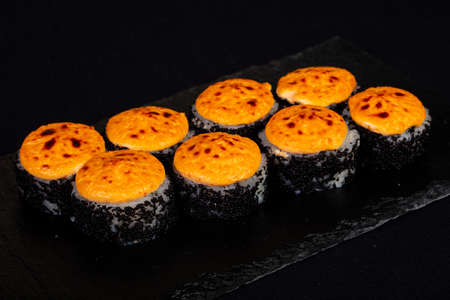 Baked Japanese roll with sauceの写真素材