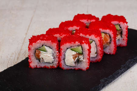 Japanese cold roll with salmonの写真素材