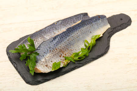 Herring fillet with skinの写真素材