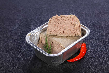 Pork pate with dill served pepperの写真素材