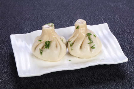Caucasian traditional Khinkali with meatの写真素材