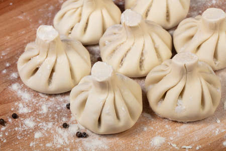 Georgian raw Khinkali with meatの写真素材