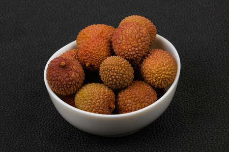 Tropical fruit lychee in the bowlの写真素材