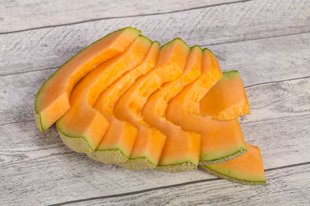 Sliced tasty sweet sliced yellow melonの写真素材