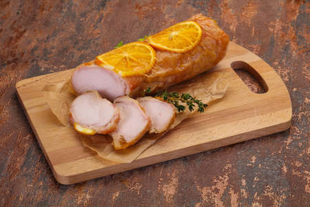 Chicken roll with orange and thymeの写真素材