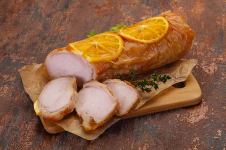 Chicken roll with orange and thymeの写真素材