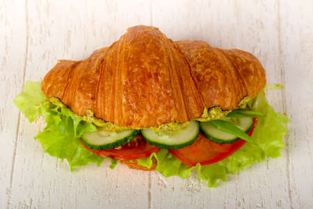 Vegan croissant with vegetablesの写真素材