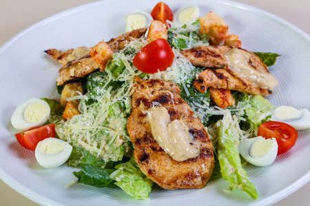 Caesar salad with Grilled chickenの写真素材