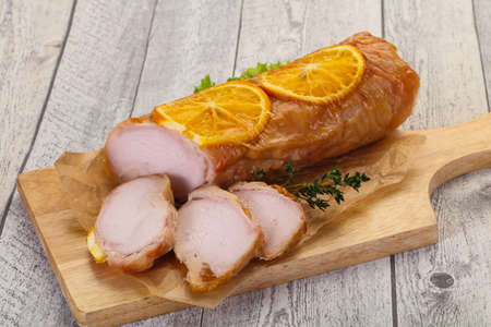 Chicken roll with orange and thymeの写真素材