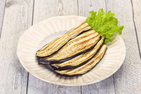 Grilled ripe eggplant in the bowlの写真素材