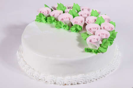 Tasty Cake with cream flowersの写真素材