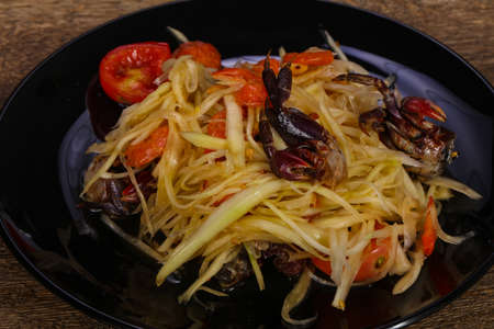 Green mango salad with seafood - crab and prawnの写真素材