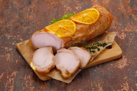 Chicken roll with orange and thymeの写真素材