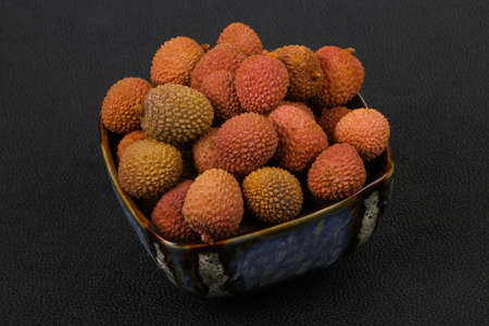 Tropical fruit lychee in the bowlの写真素材