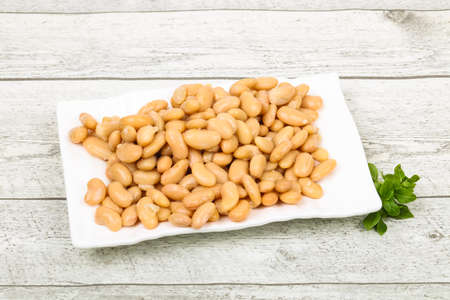 Baked white bean in the bowlの写真素材