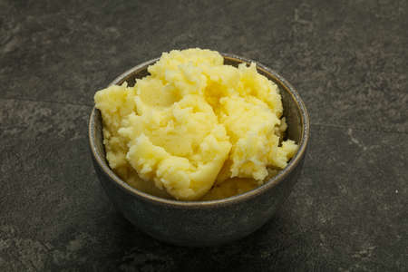 Mashed natural potato in the bowlの写真素材