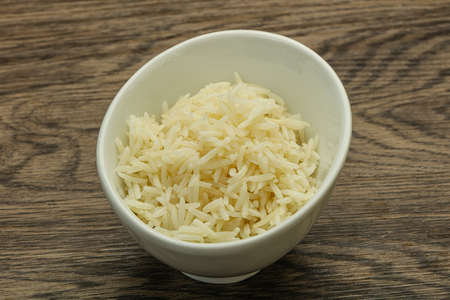 Steamed indian basmati rice in the bowlの写真素材