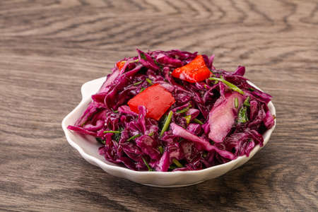 Pickled red cabbage with herbs and spicesの写真素材