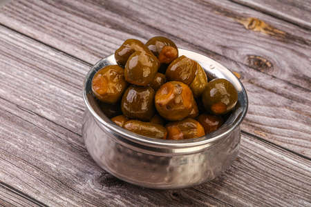 Marinated feijoa fruit in the bowlの写真素材