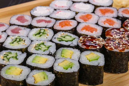 Japanese cuisine - Kappa Maki set with fishの写真素材