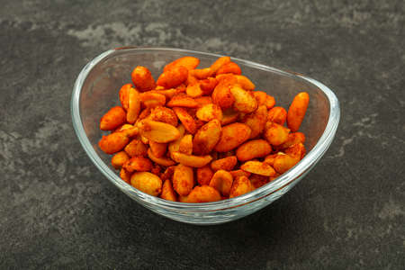 Spicy chili peanut snack in the bowl