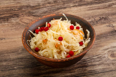 Tasty sauerkraut with cranberry in the bowlの写真素材
