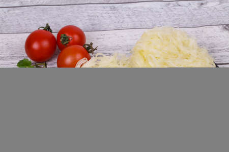 Raw rice noodle ready for cookingの写真素材