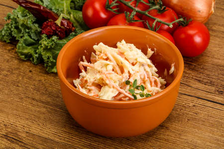 Vegetarian Cole slaw salad with cabbage and carrotの写真素材