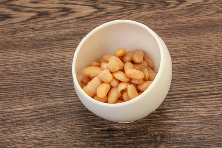 Vegan cuisine White beans kidney in the bowlの写真素材