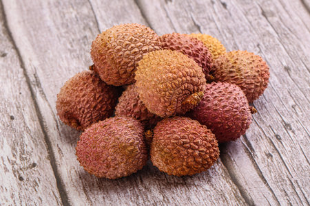 Tropical sweet exotic fruit lychee heapの写真素材