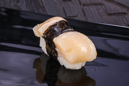 Japanese cuisine - Sushi with raw scallopの写真素材