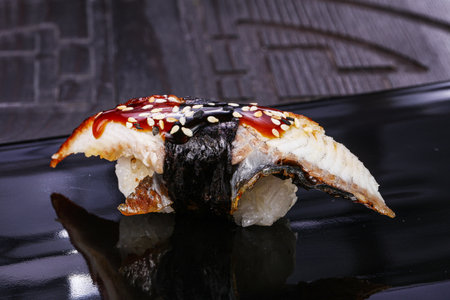 Asian cuisine - sushi with eel fishの写真素材