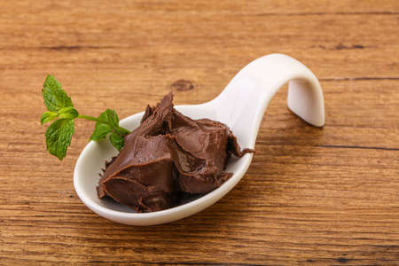 Chocolate spread with hazelnut spreadの写真素材