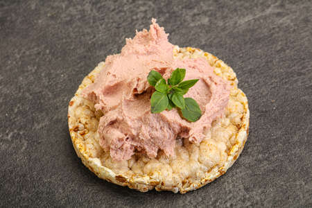 Liver pate in the bowl served basil leavesの写真素材