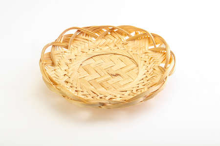 Natural wicker tableware for serving kitchenの写真素材