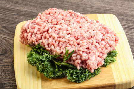 Raw fat pork minced meat for cookingの写真素材