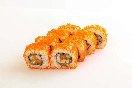 Japanese tradtional roll with salmon, nori and riceの写真素材