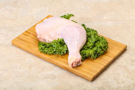 Raw uncooked chicken leg for cookingの写真素材