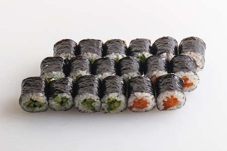 Japanese sushi and roll set with fishの写真素材