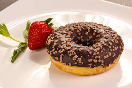 Sweet Glaze cundy donut with chocolateの写真素材