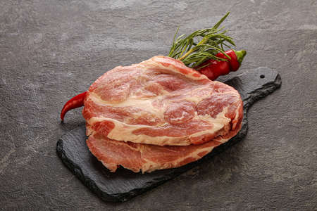 Raw pork meat neck steak for grillの写真素材