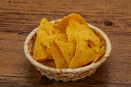 Mexican crunchy corn nachos triangle heap