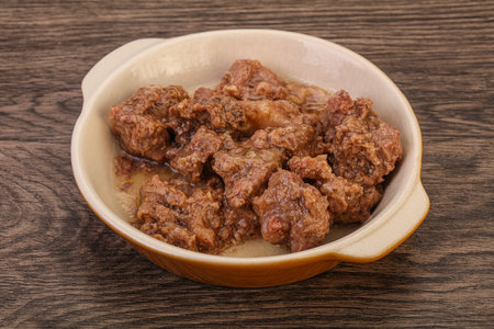 Gurmet venison stew with spices in the bowlの写真素材