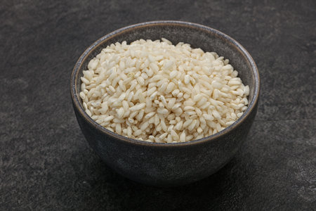 Raw Italian arborio rice for Risottoの写真素材