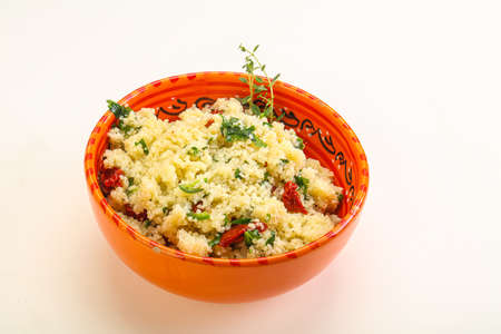 Vegetarian uisine - couscous with vegetables and parsleyの写真素材
