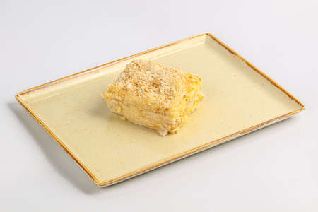 Delicous traditional Napoleon layered cake with cream