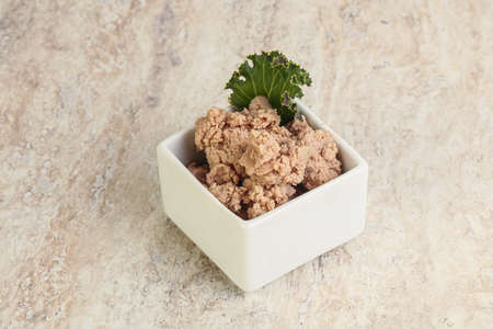 Liver pate appetizer in the bowl
